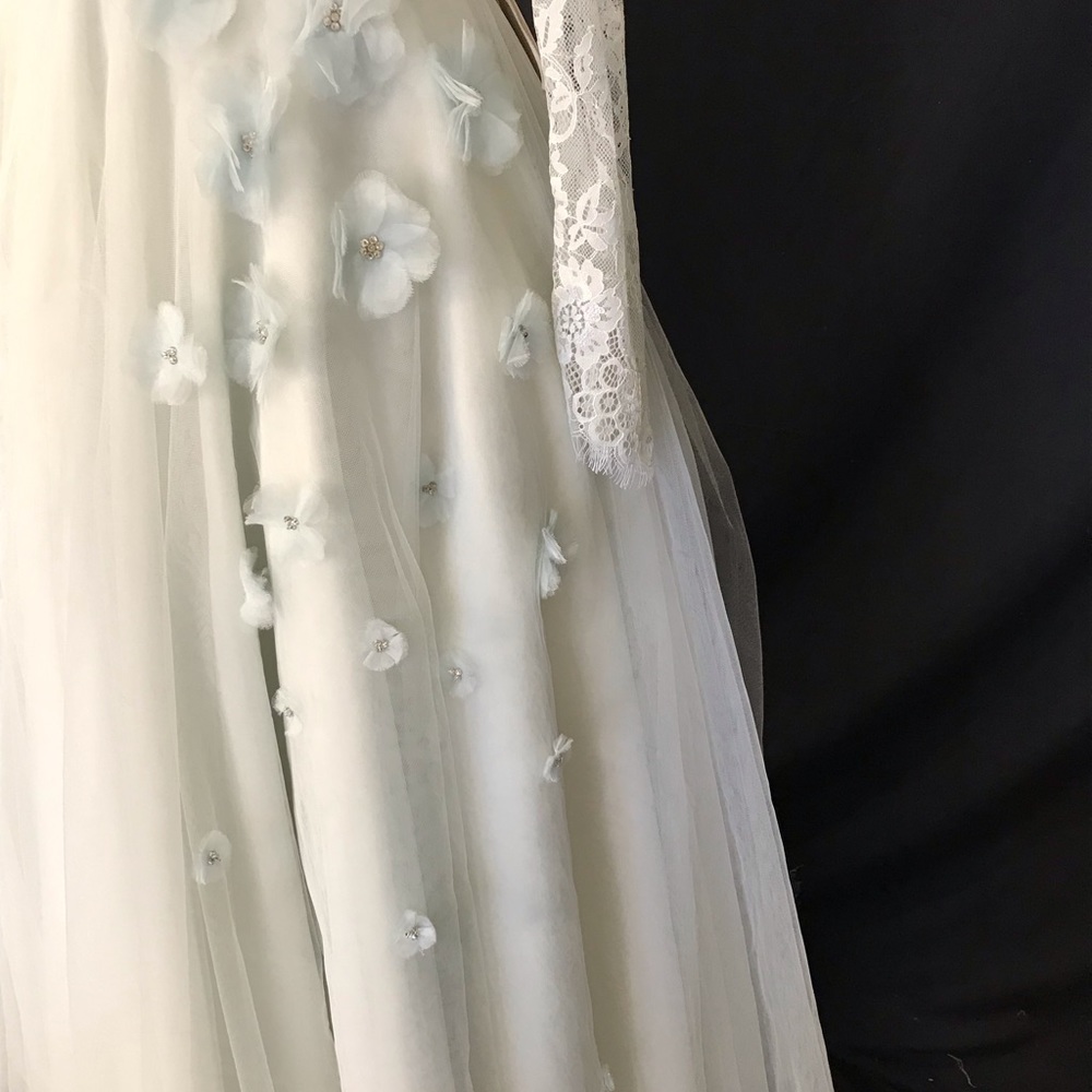 Wedding Dress Green 12 Designer Sharon Bowen Dryden 2 Piece Crop Top Prom NWT - Picture 7 of 8